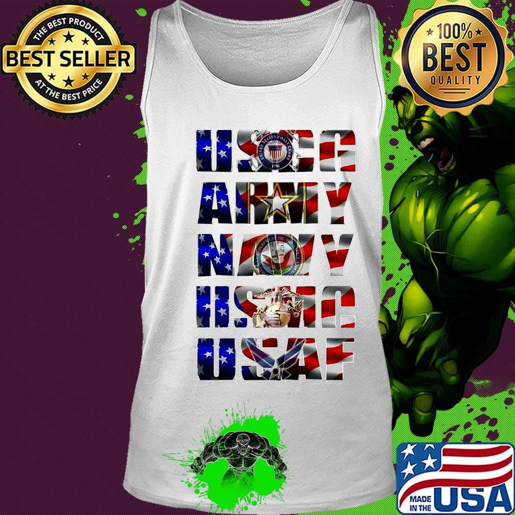 Uscg army navy usaf american flag independence day s Tank top Uscg army navy usaf american flag independence day s Tank top
