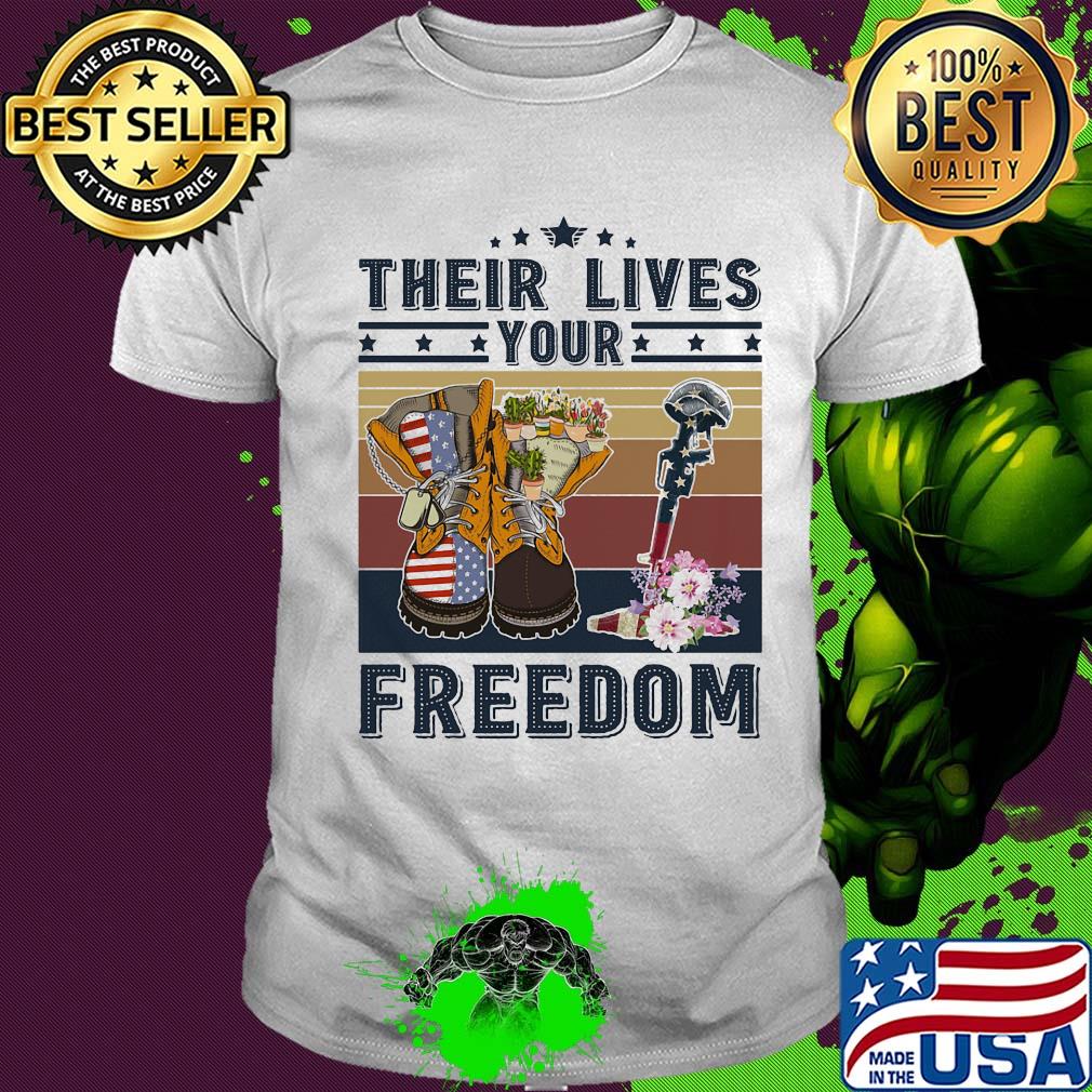 Veteran their lives your freedom flowers vintage retro shirt