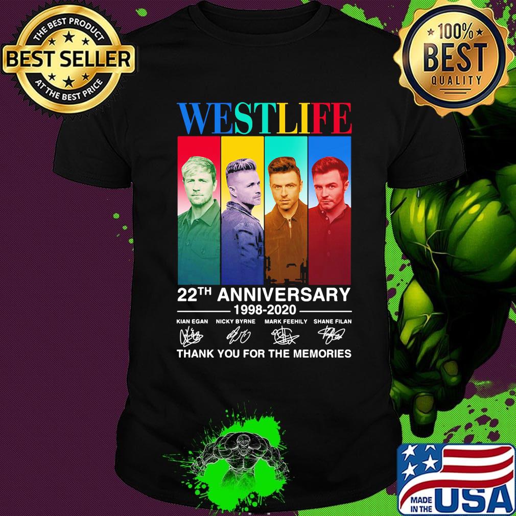 Westlife 22th anniversary 1998 2020 thank you for the memories signatures shirt