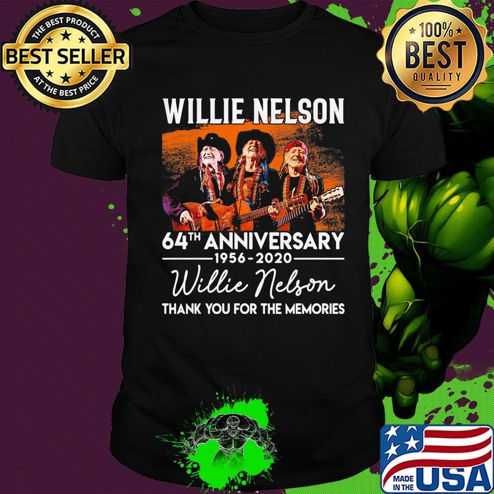 Willie nelson 64th anniversary 1956 2021 thank you for the memories signatures shirt