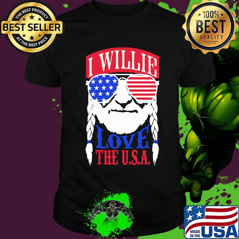 Willie nelson I willie love the usa american flag shirt