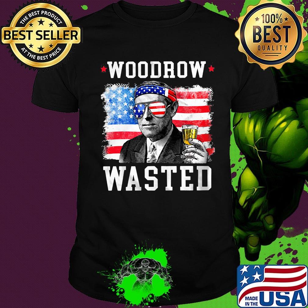 Woodrow wasted drinking 4th of july American flag shirt