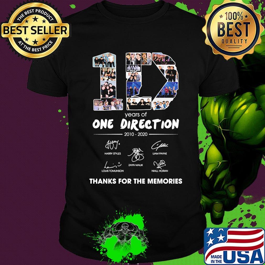 10 years of one direction 2010 2020 thank you for the memories signatures shirt