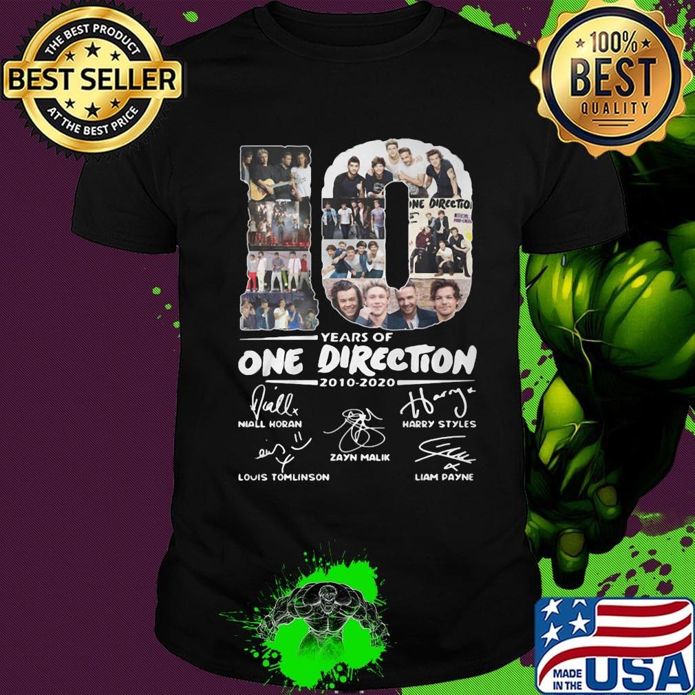 10 years of one direction band 2010 2020 signatures shirt