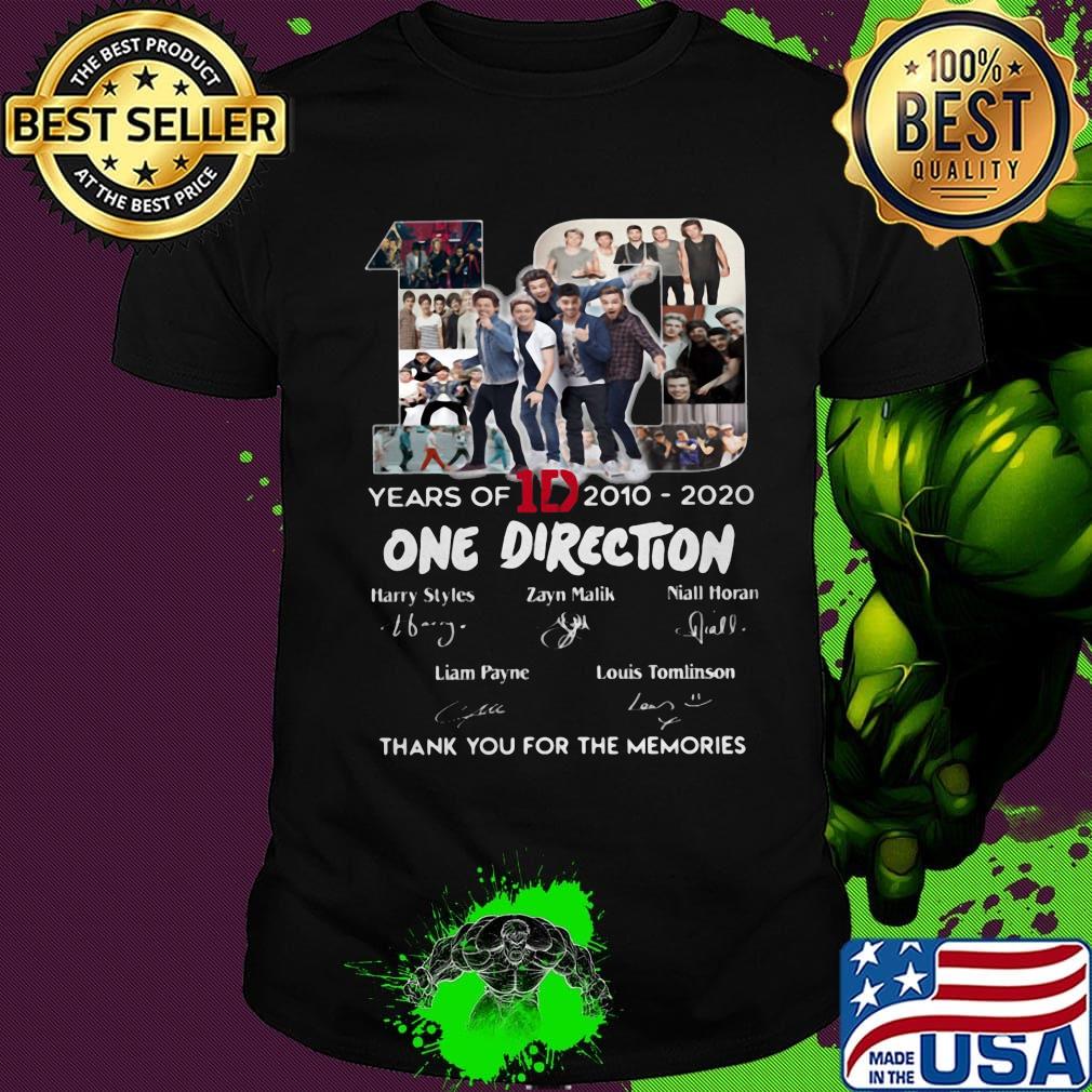 10 yesr of 2010 2020 one direction thank you for the memories signatures shirt