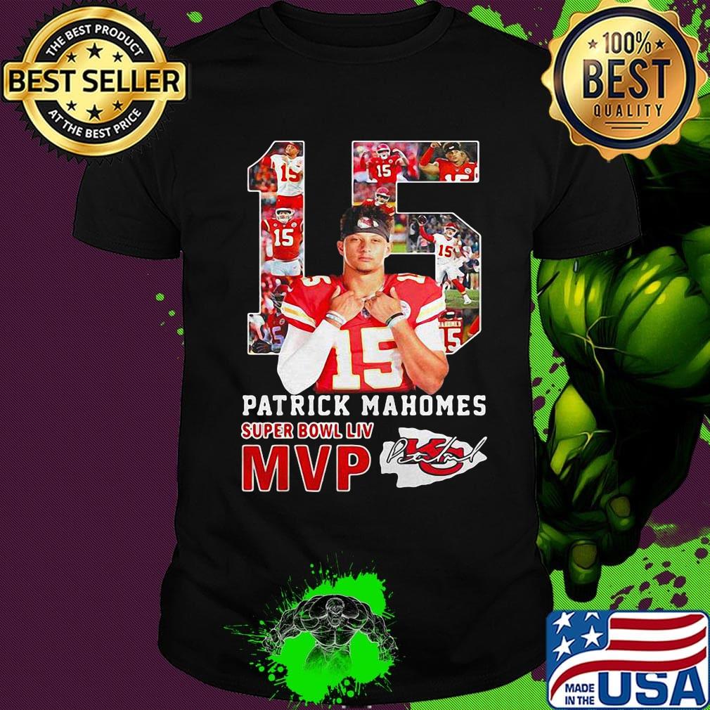 15 patrick mahomes super bowl liv mvp kansas city chiefs football signature shirt