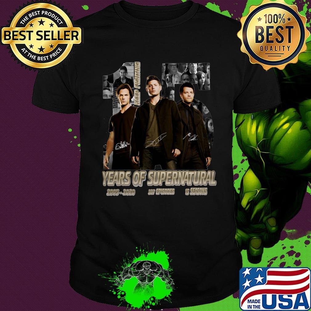 15 years of supernatural 2005 2020 15 seasons 327 episodes shirt
