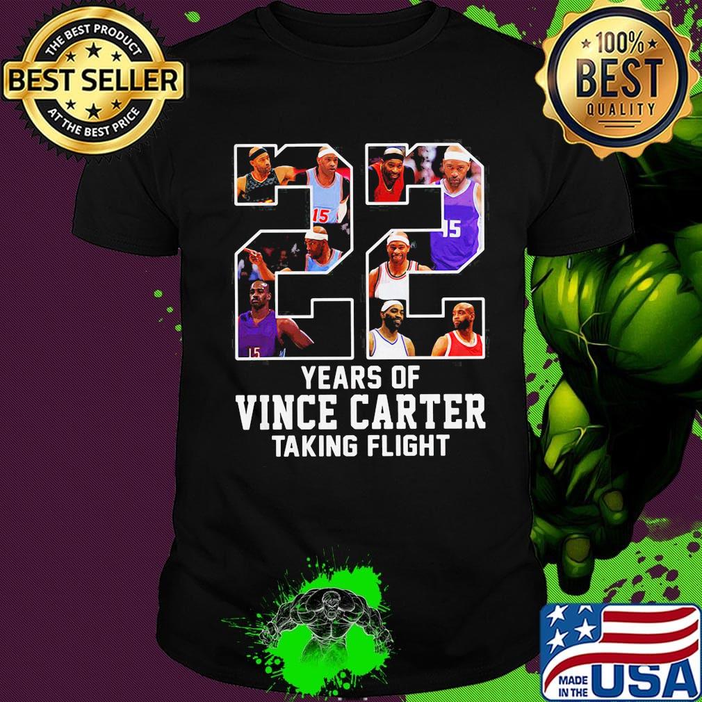 22 year of carter taking flight atlanta basketball legend vince #15 fan shirt