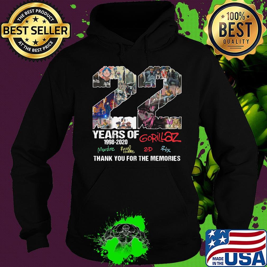 22 years of 1998 2020 gorillaz thank you for the memories signatures s Hoodie 22 years of 1998 2020 gorillaz thank you for the memories signatures s Hoodie