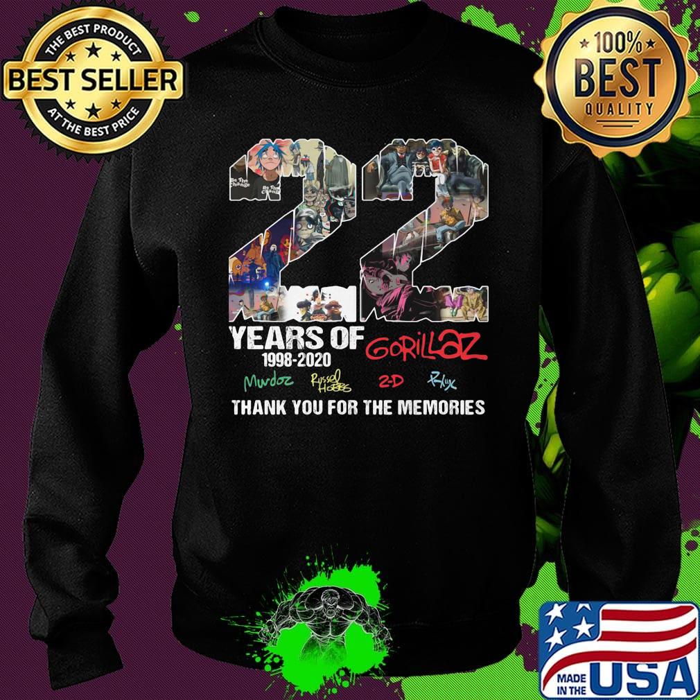 22 years of 1998 2020 gorillaz thank you for the memories signatures s Sweater 22 years of 1998 2020 gorillaz thank you for the memories signatures s Sweater