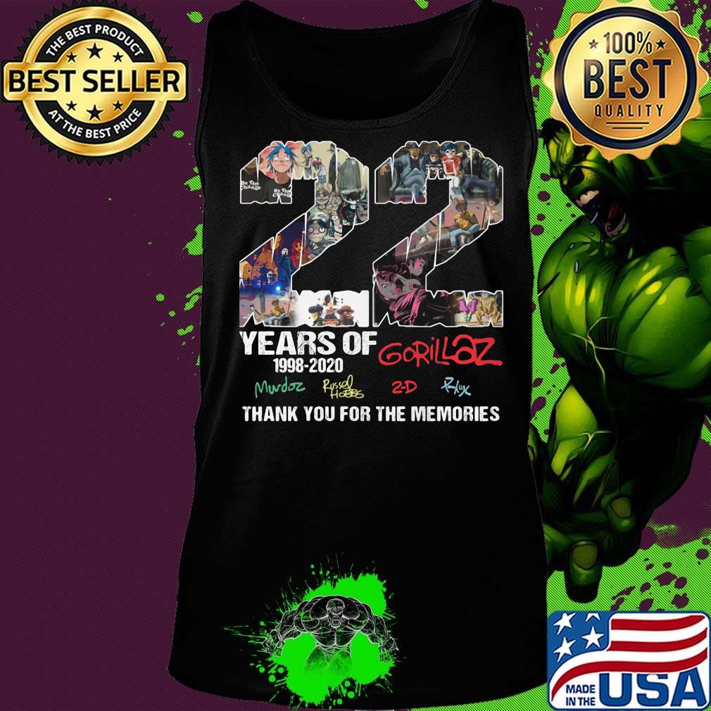 22 years of 1998 2020 gorillaz thank you for the memories signatures s Tank top 22 years of 1998 2020 gorillaz thank you for the memories signatures s Tank top