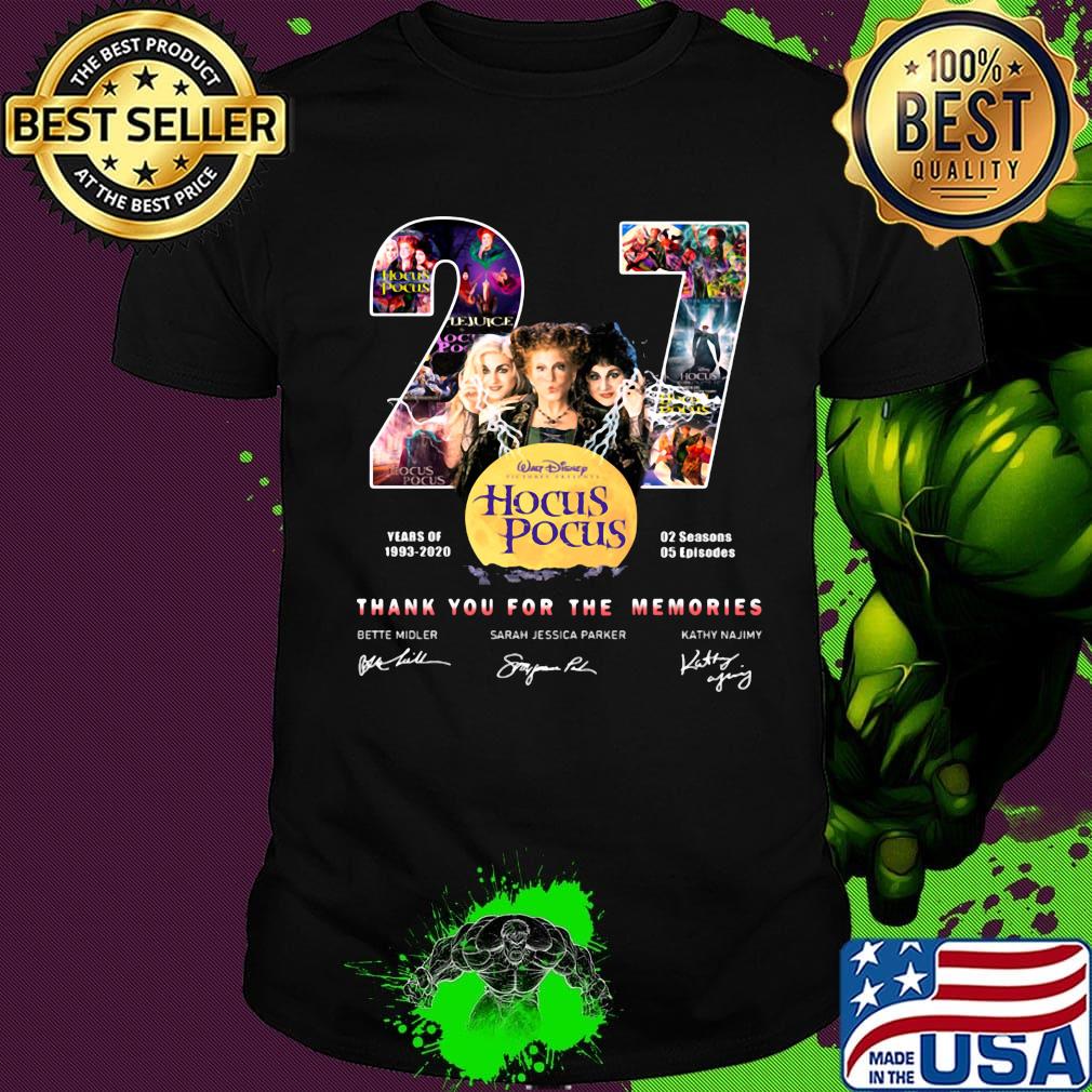27 years of 1993 2020 02 seasons 05 episodes hocus pocus thank you for the memories signatures shirt