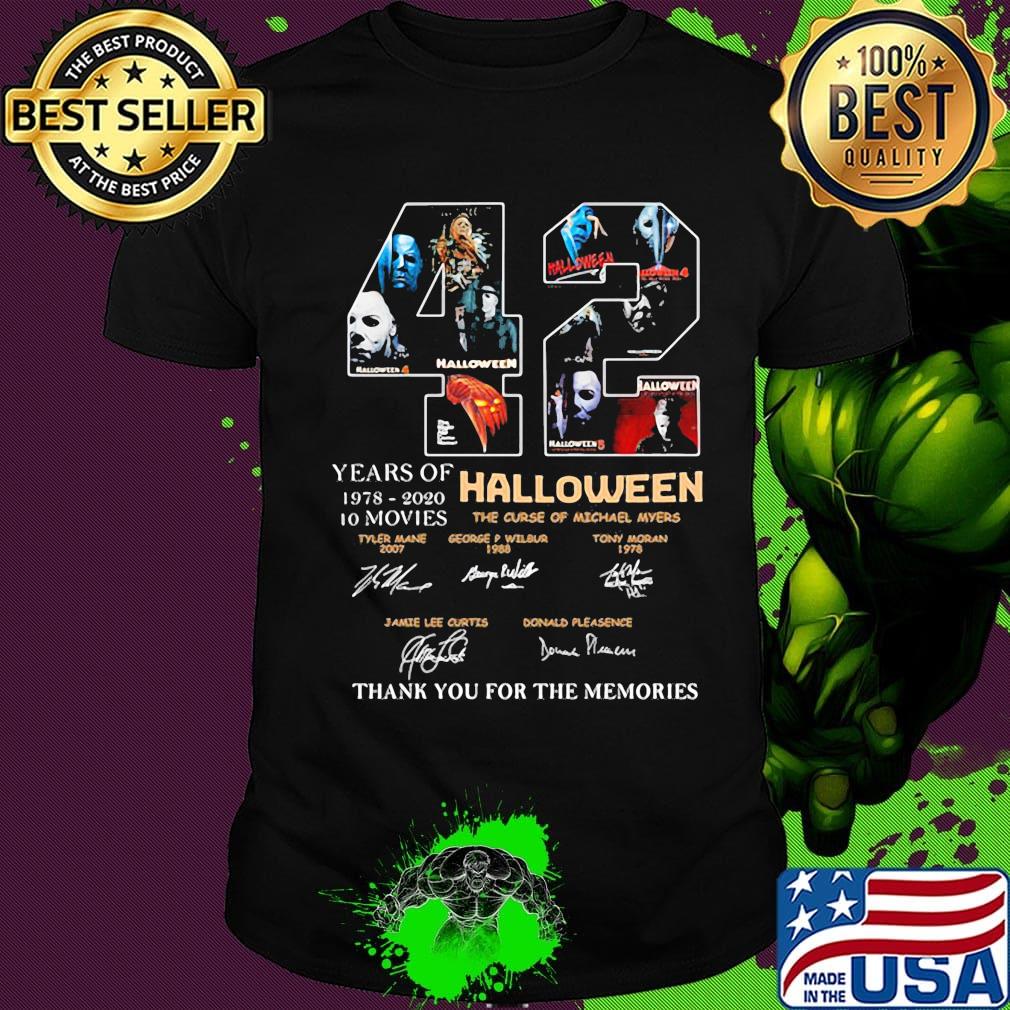 42 years of 1978 2020 10 moves halloween thank you for the memories signatures shirt
