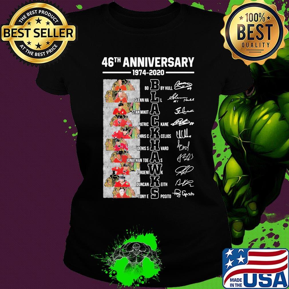 46th anniversary 1974 2020 washington blackhawks signatures s Ladies tee 46th anniversary 1974 2020 washington blackhawks signatures s Ladies tee