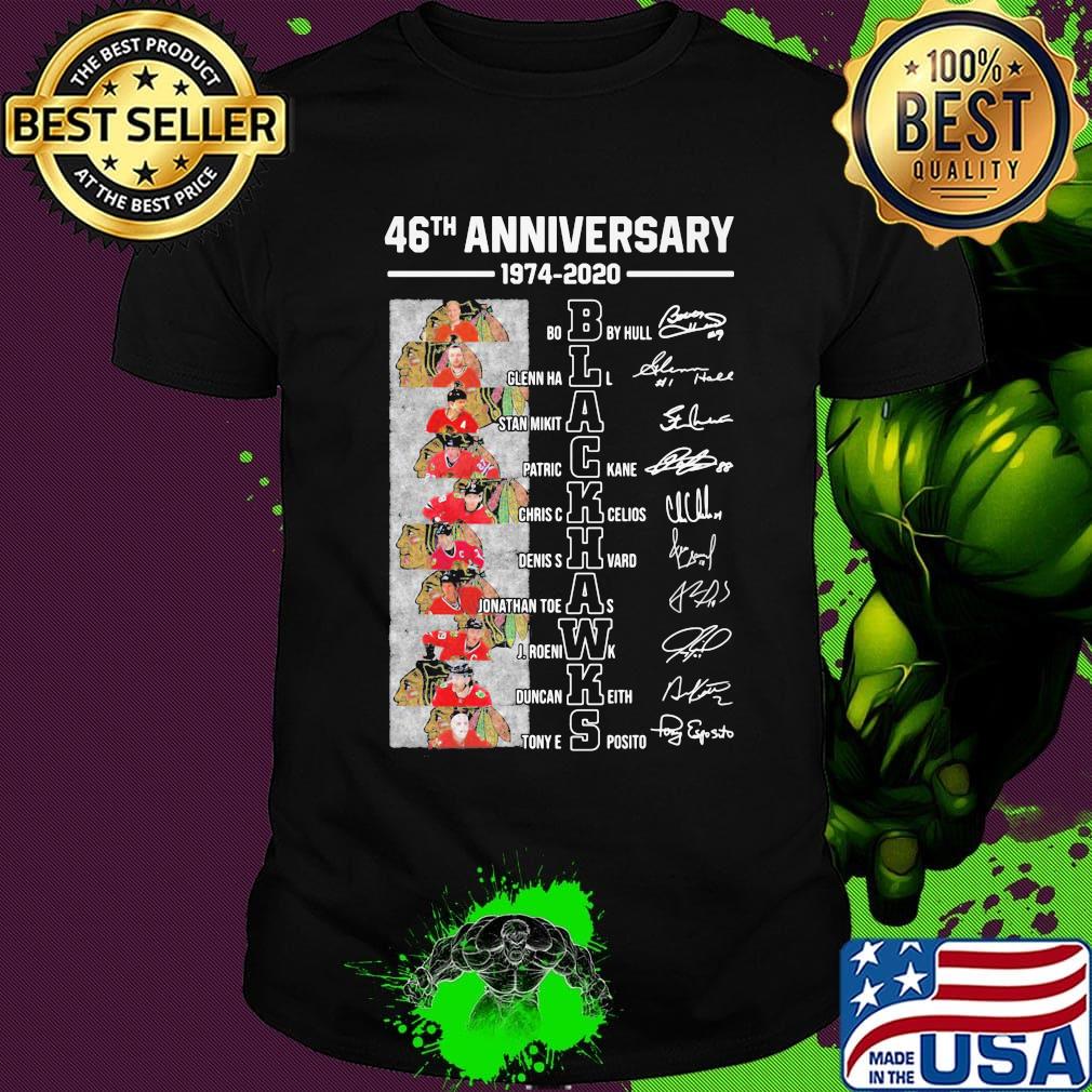 46th anniversary 1974 2020 washington blackhawks signatures shirt