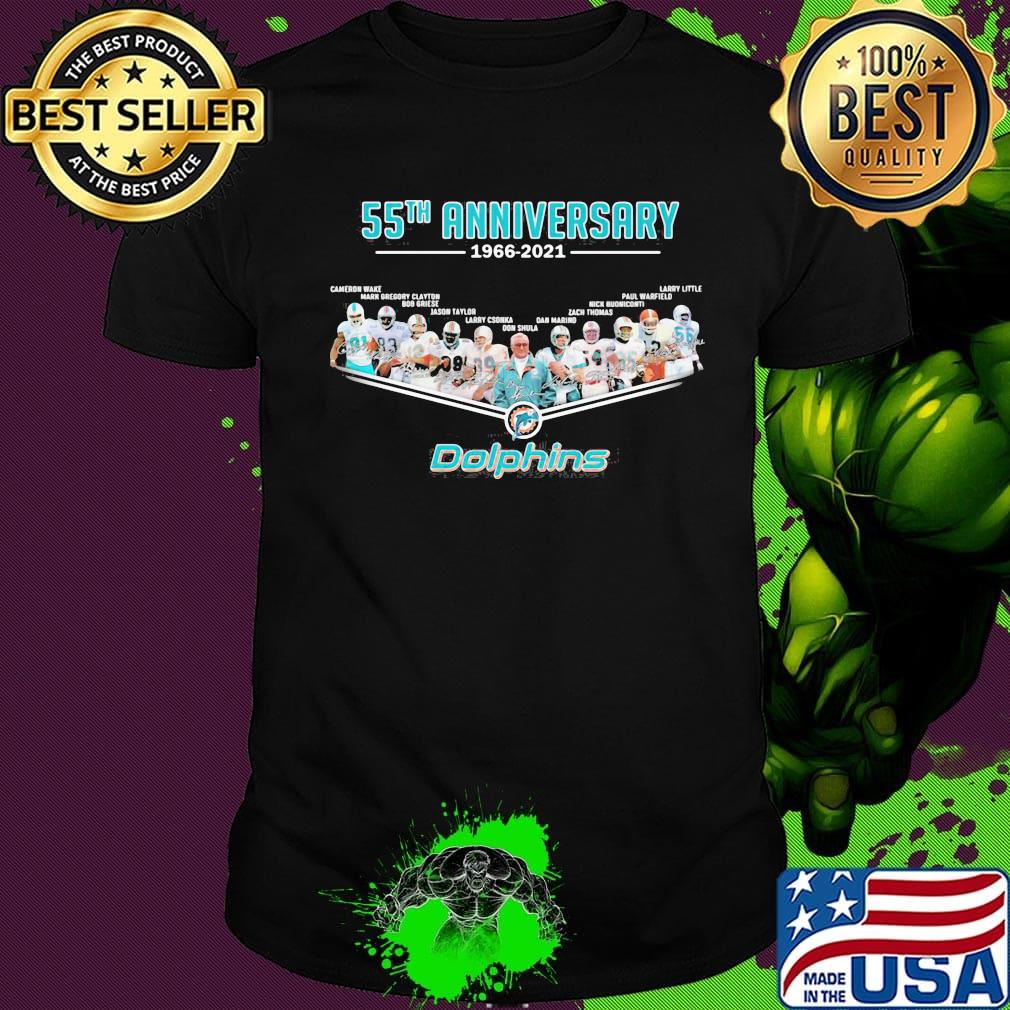 55th anniversary 1966 2020 miami dolphins football team shirt
