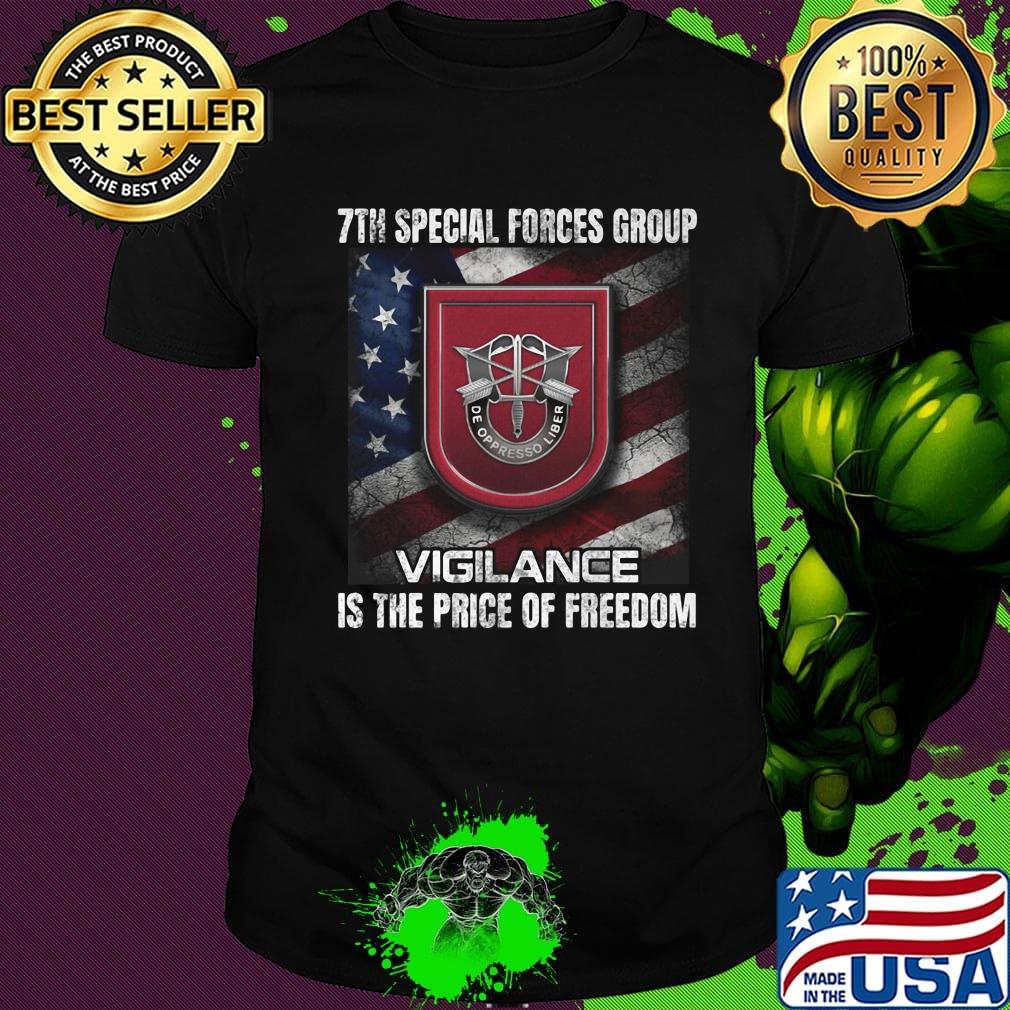 7th special forces group vigilance is the price of freedom american flag independence day shirt