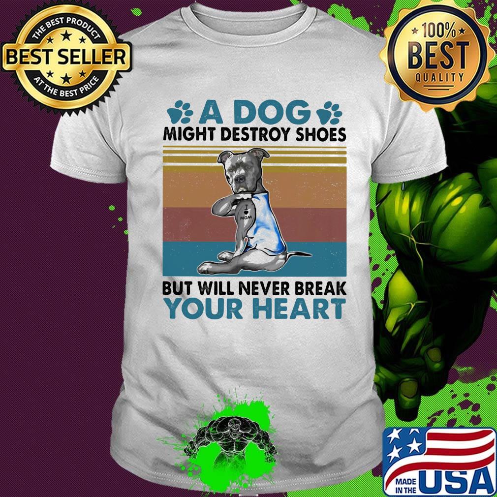 A Dog Might Destroy Shoes But Will Never Break Your Heart Pigpull Vintage Retro Shirt