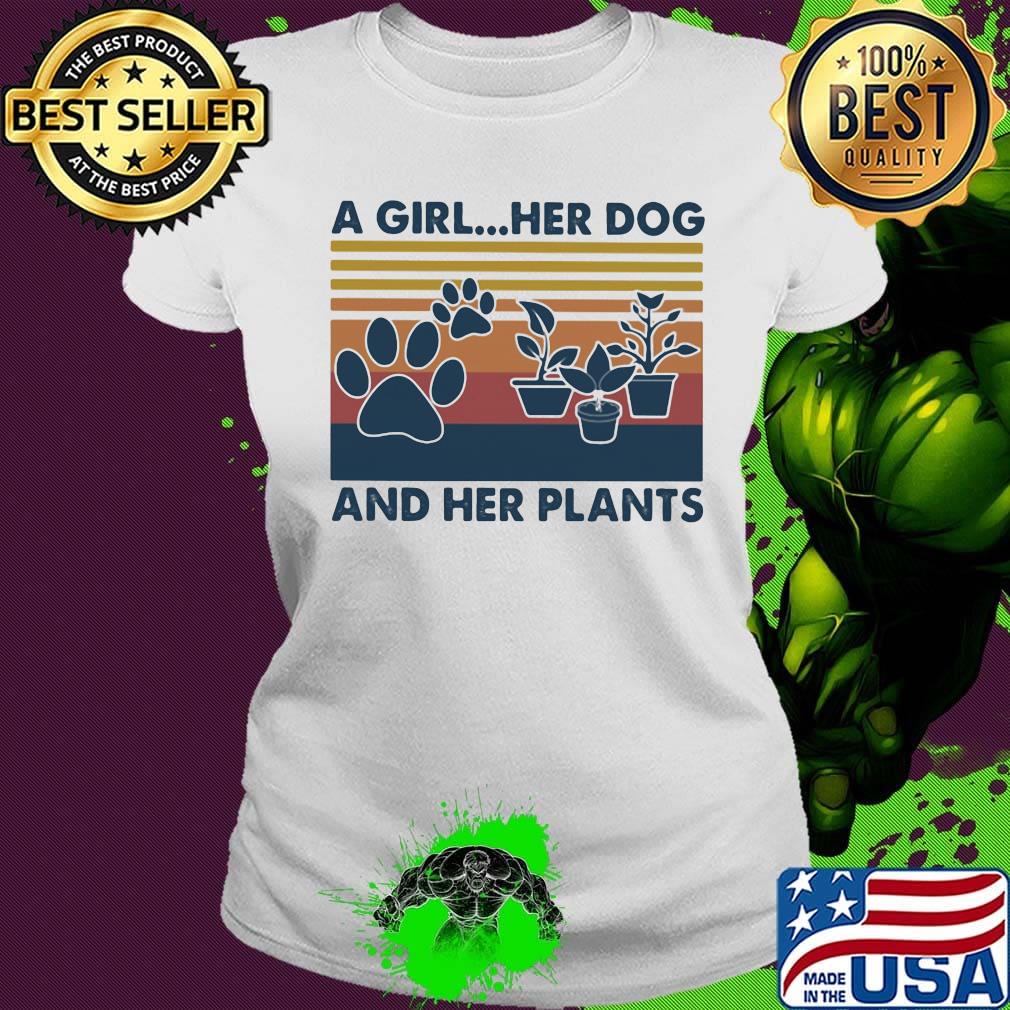a girl her dog and her plants vintage retro s Ladies tee a girl her dog and her plants vintage retro s Ladies tee