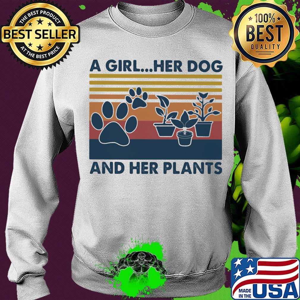 a girl her dog and her plants vintage retro s Sweater a girl her dog and her plants vintage retro s Sweater