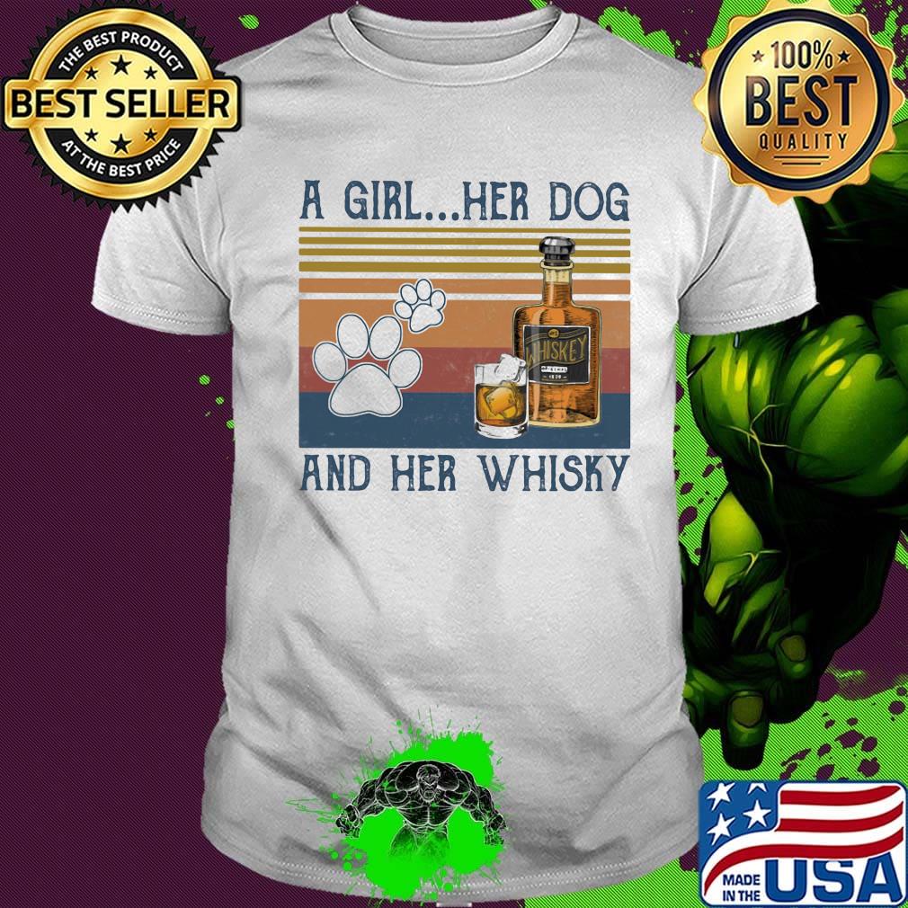 A girl her dog and her whisky vintage retro shirt