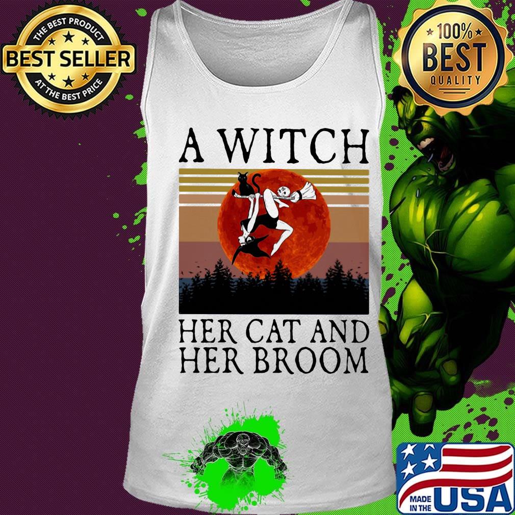 A witch her cat and her broom vintage retro s Tank top A witch her cat and her broom vintage retro s Tank top