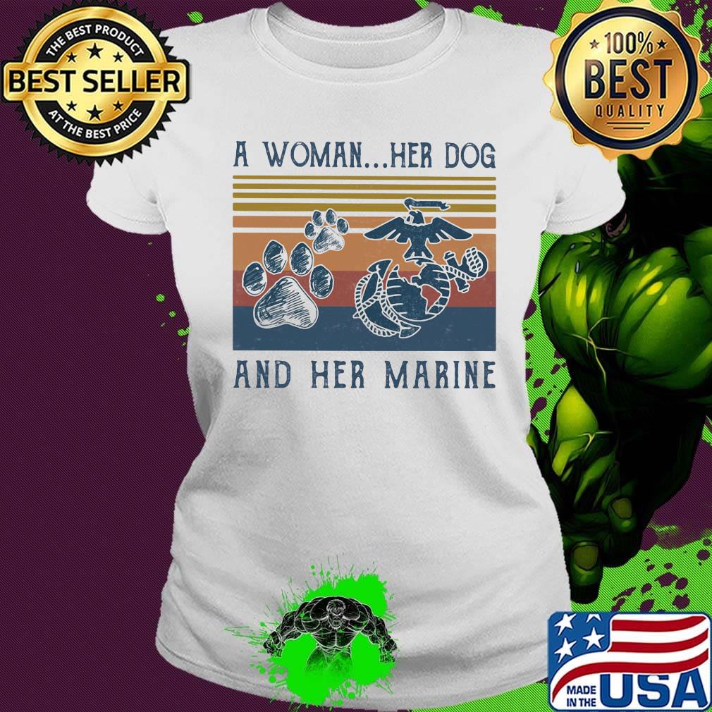 A woman her dog paw and her marine vintage retro s Ladies tee A woman her dog paw and her marine vintage retro s Ladies tee