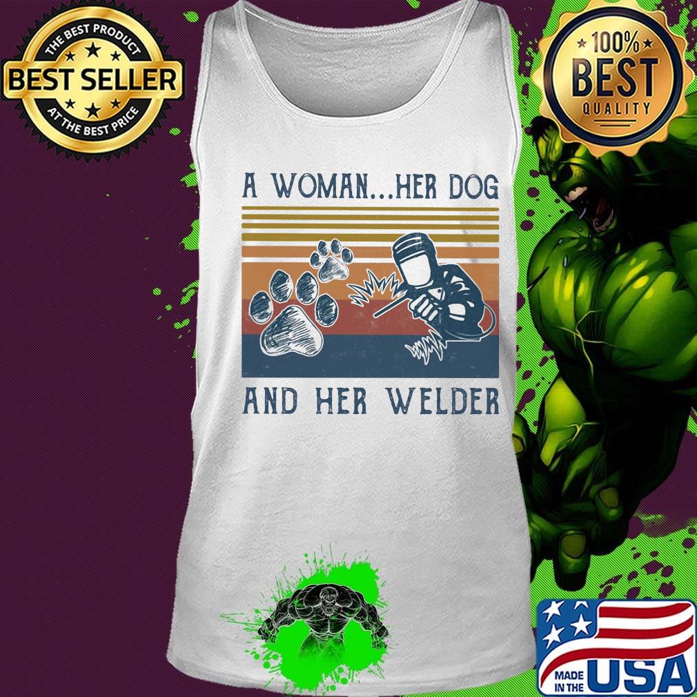 A woman her dog paw and her welder vintage retro s Tank top A woman her dog paw and her welder vintage retro s Tank top