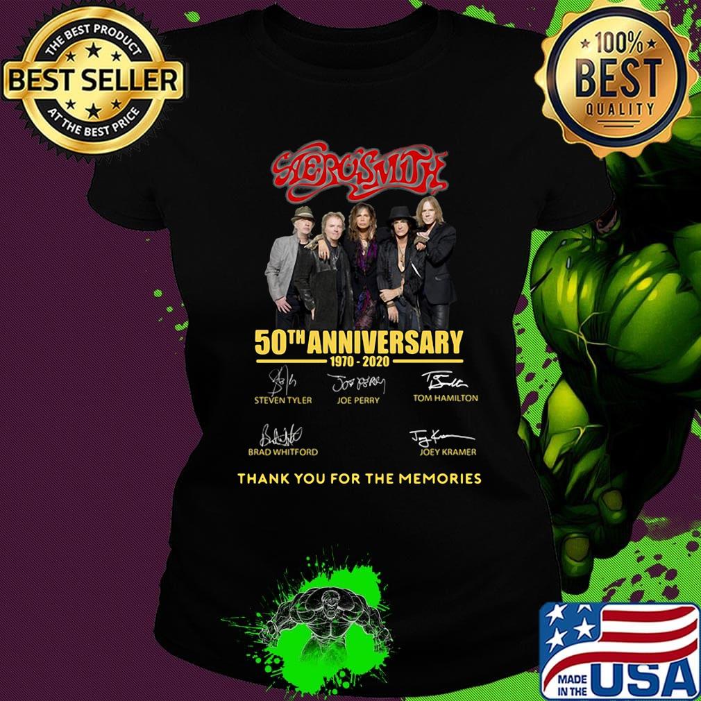 Aero swith 50th anniversary 1970-2020 thank you for the memories signature s Ladies tee Aero swith 50th anniversary 1970-2020 thank you for the memories signature s Ladies tee