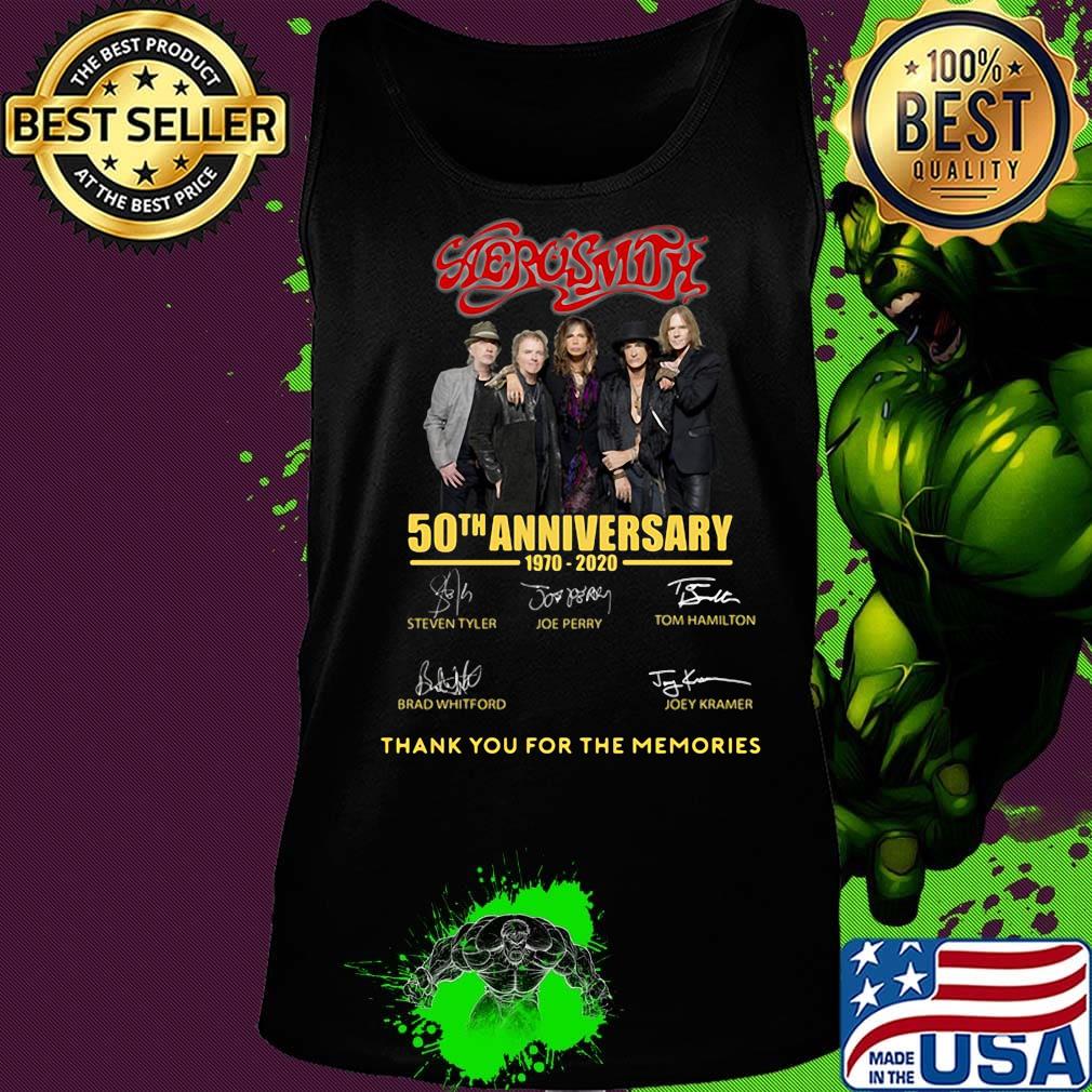 Aero swith 50th anniversary 1970-2020 thank you for the memories signature s Tank top Aero swith 50th anniversary 1970-2020 thank you for the memories signature s Tank top