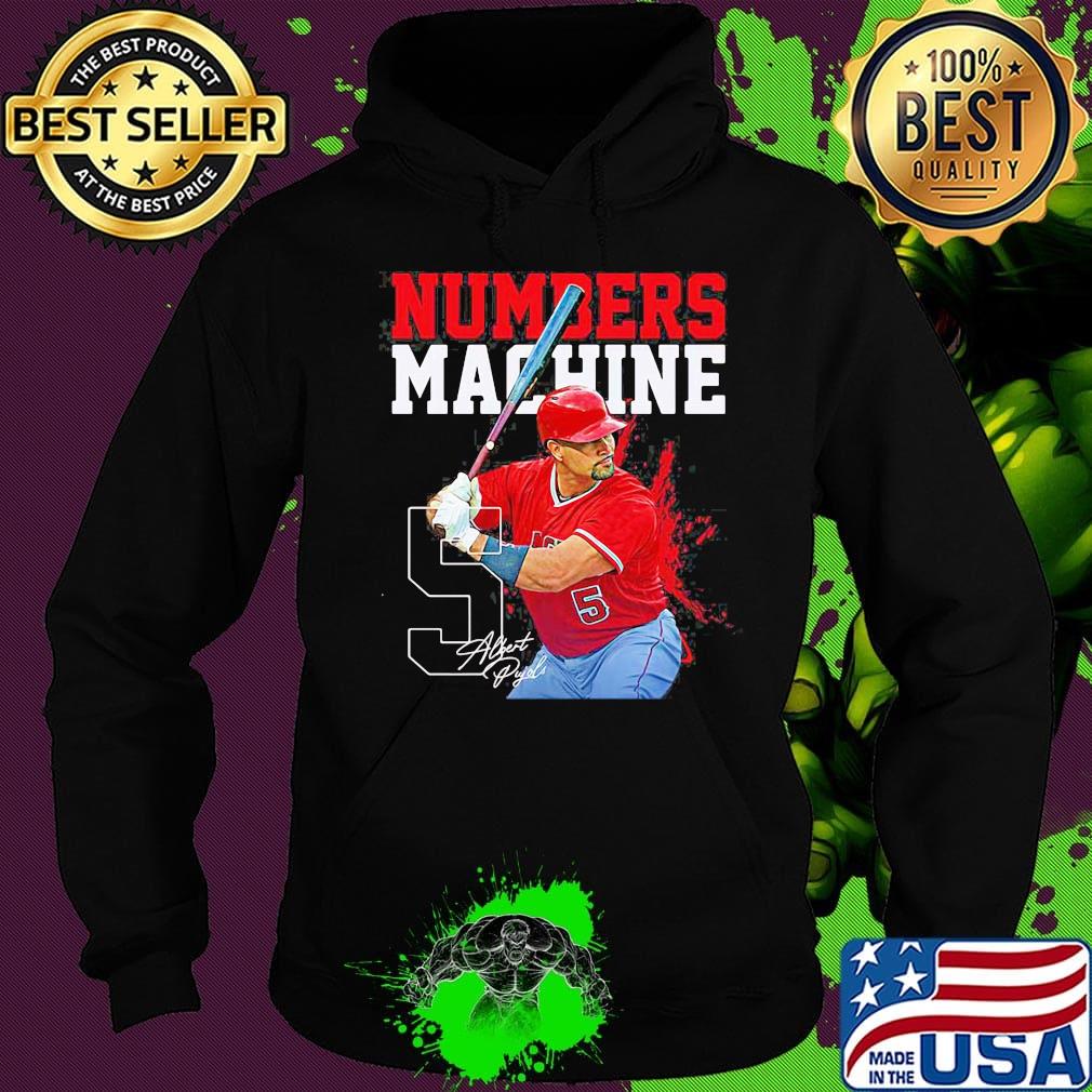 Albert-pujols 5 numbers machine los angeles baseball signature s Hoodie Albert-pujols 5 numbers machine los angeles baseball signature s Hoodie