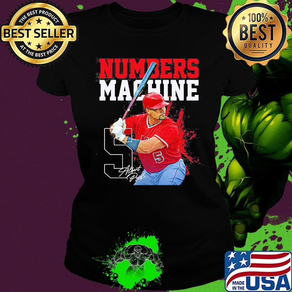 Albert-pujols 5 numbers machine los angeles baseball signature s Ladies tee Albert-pujols 5 numbers machine los angeles baseball signature s Ladies tee