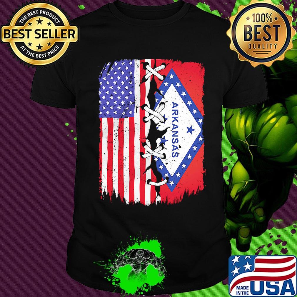 American and arkansas flag independence day shirt