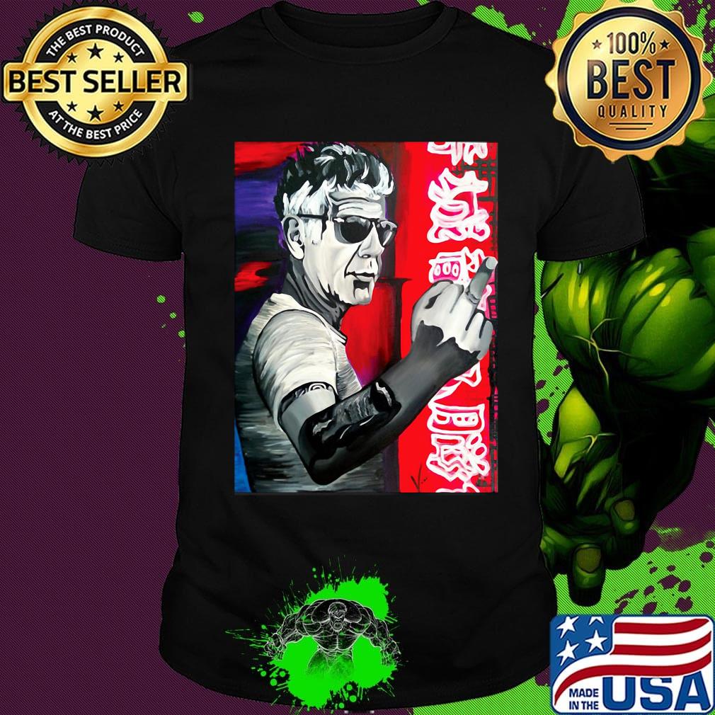 Anthony bourdain fuck middle finger art shirt