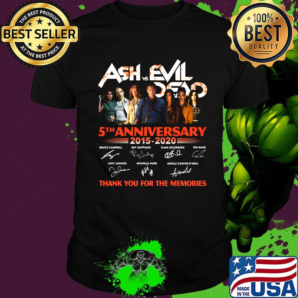 Ash vs evil dead 5th anniversary 2015 2020 thank you for the memories signatures shirt