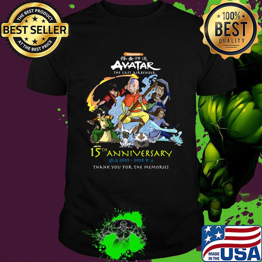 Avatar the last airbender 15th anniversary 2005-2020 thank you for the memories shirt
