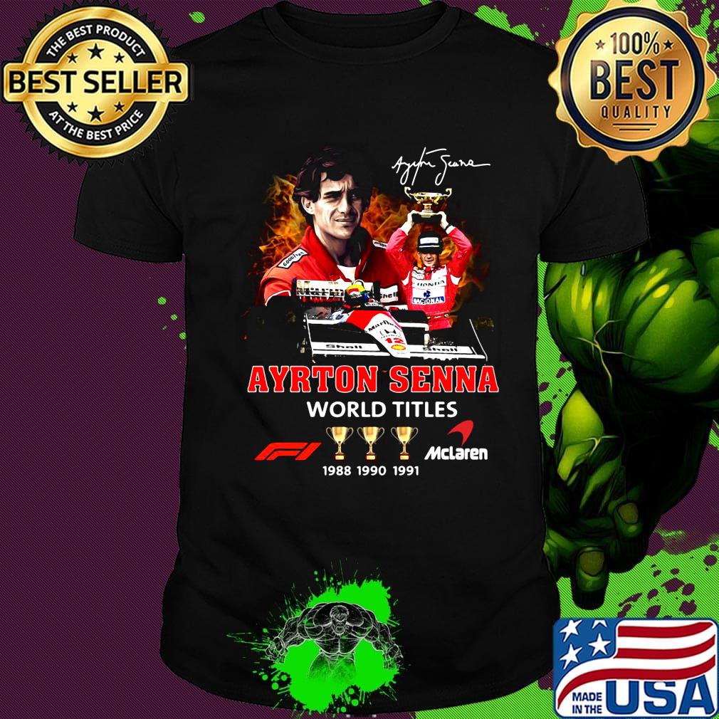 Ayrton senna racing world titles champions signature shirt
