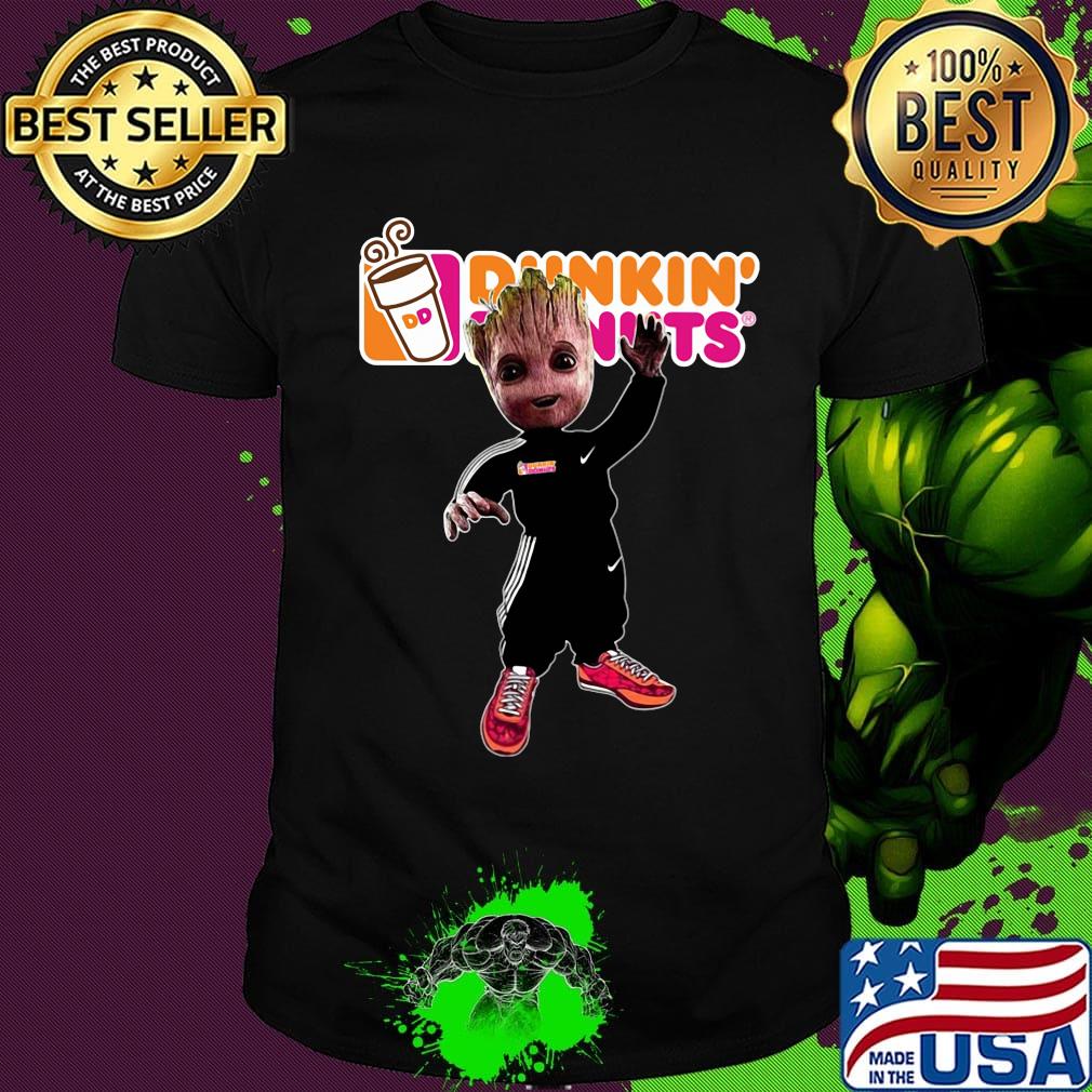 Baby groot dunkin donuts logo shirt