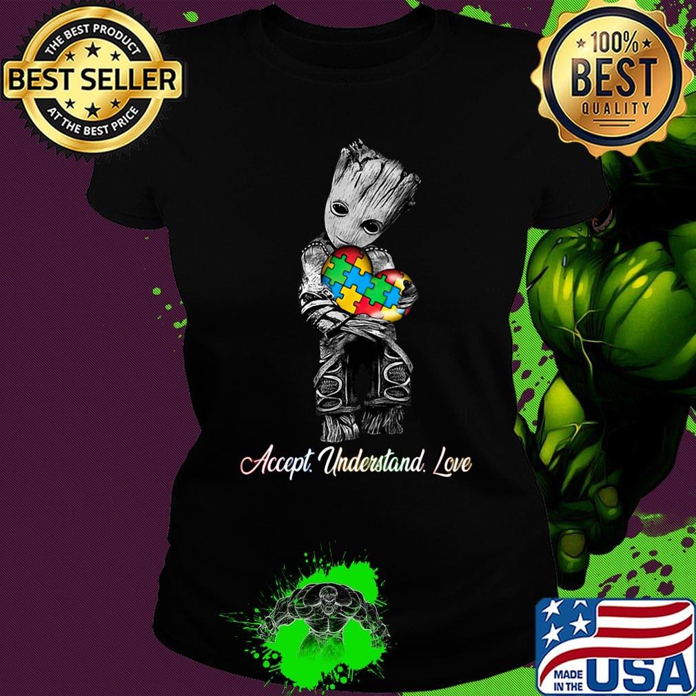 Baby groot hug heart autism accept understand love s Ladies tee Baby groot hug heart autism accept understand love s Ladies tee
