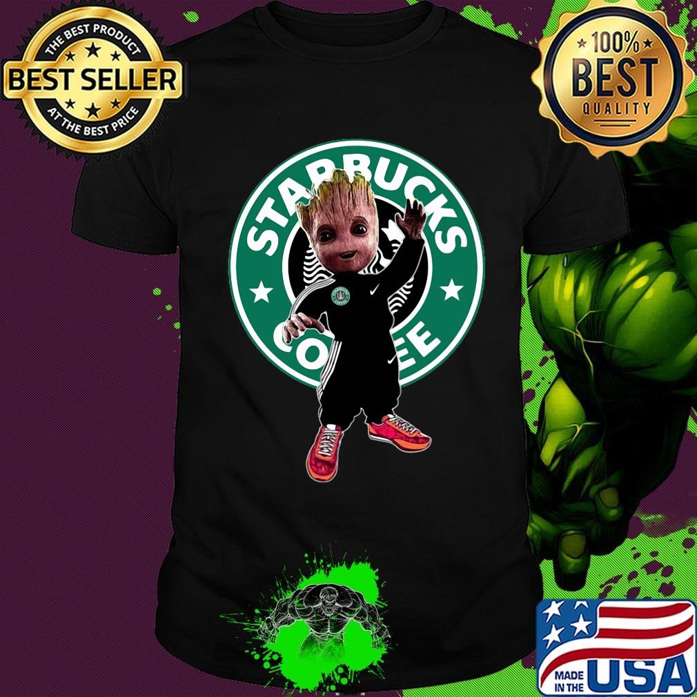 Baby groot starbucks coffee logo shirt