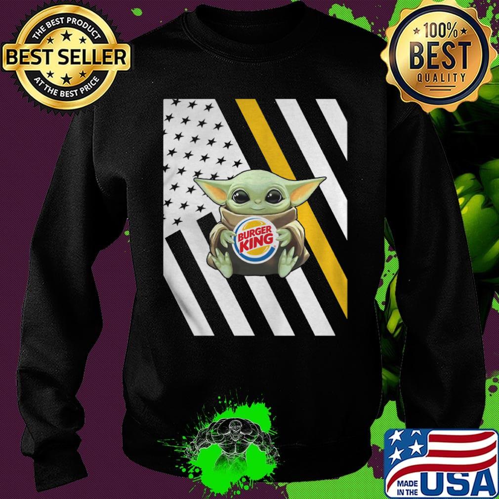 Baby Yoda hug burger king American flag s Sweater Baby Yoda hug burger king American flag s Sweater
