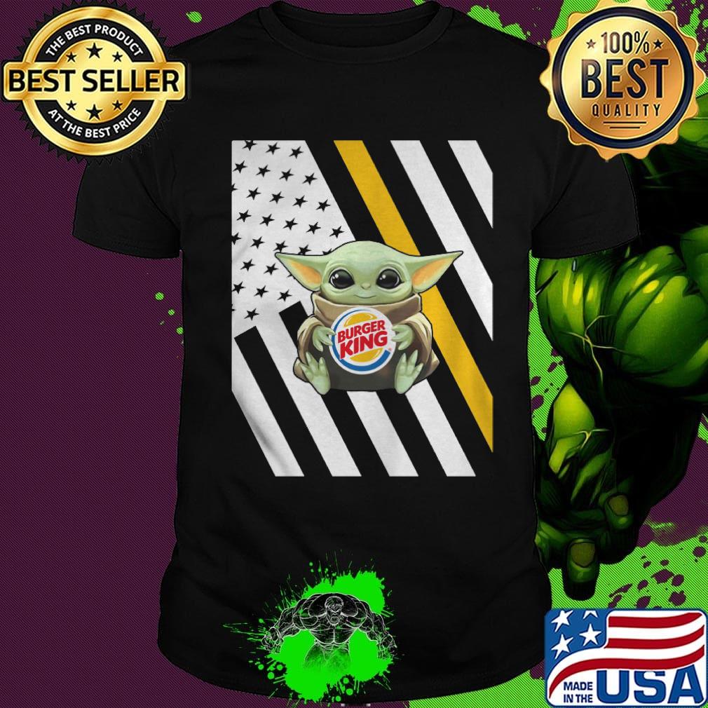 Baby Yoda hug burger king American flag shirt