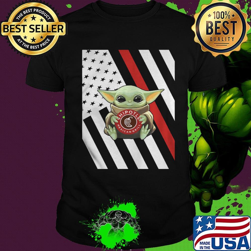 Baby Yoda hug Chipotle American flag shirt