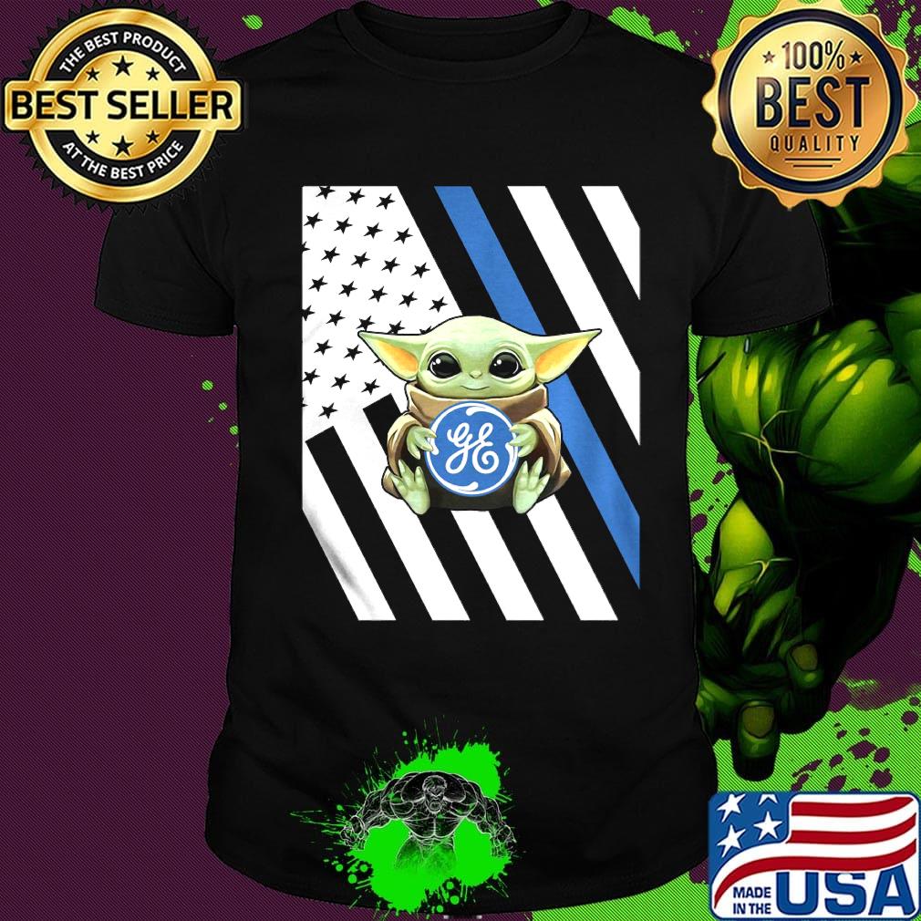 Baby Yoda hug general electric American flag shirt
