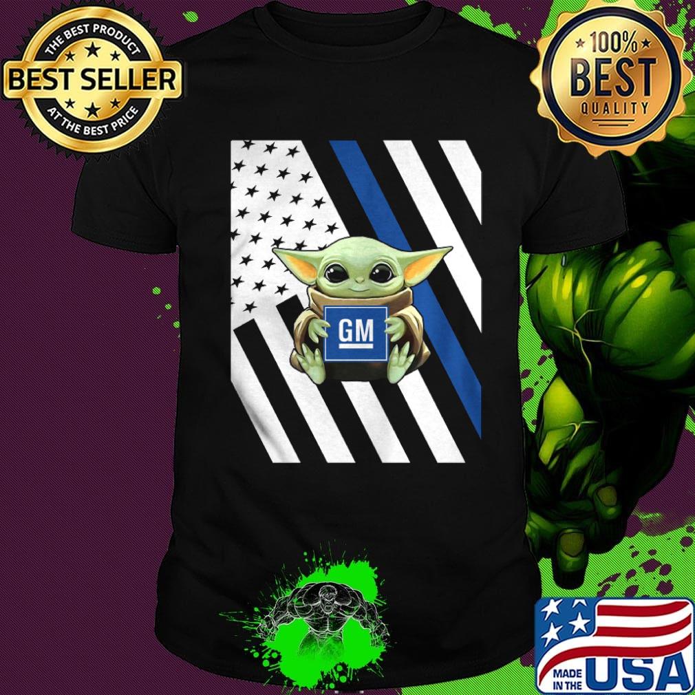 Baby Yoda hug general motors American flag shirt