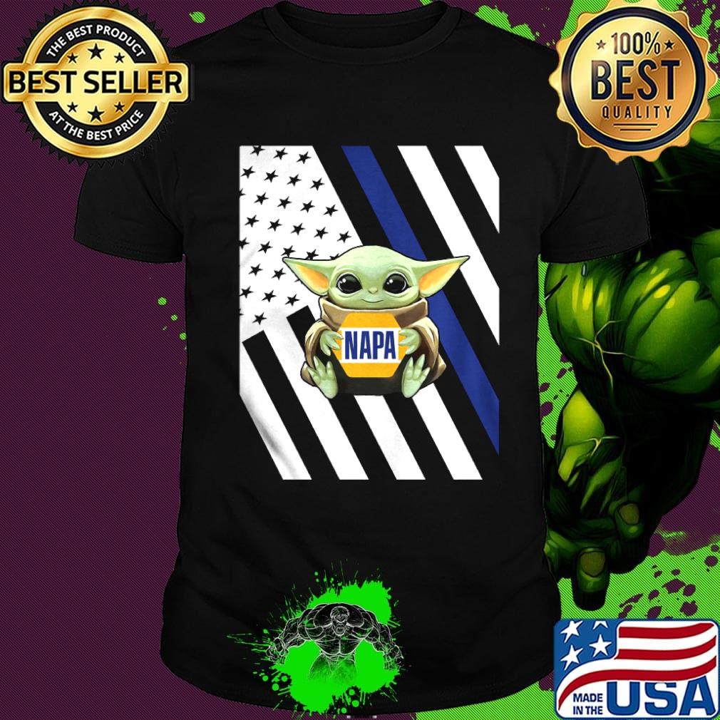 Baby Yoda hug Napa American flag shirt