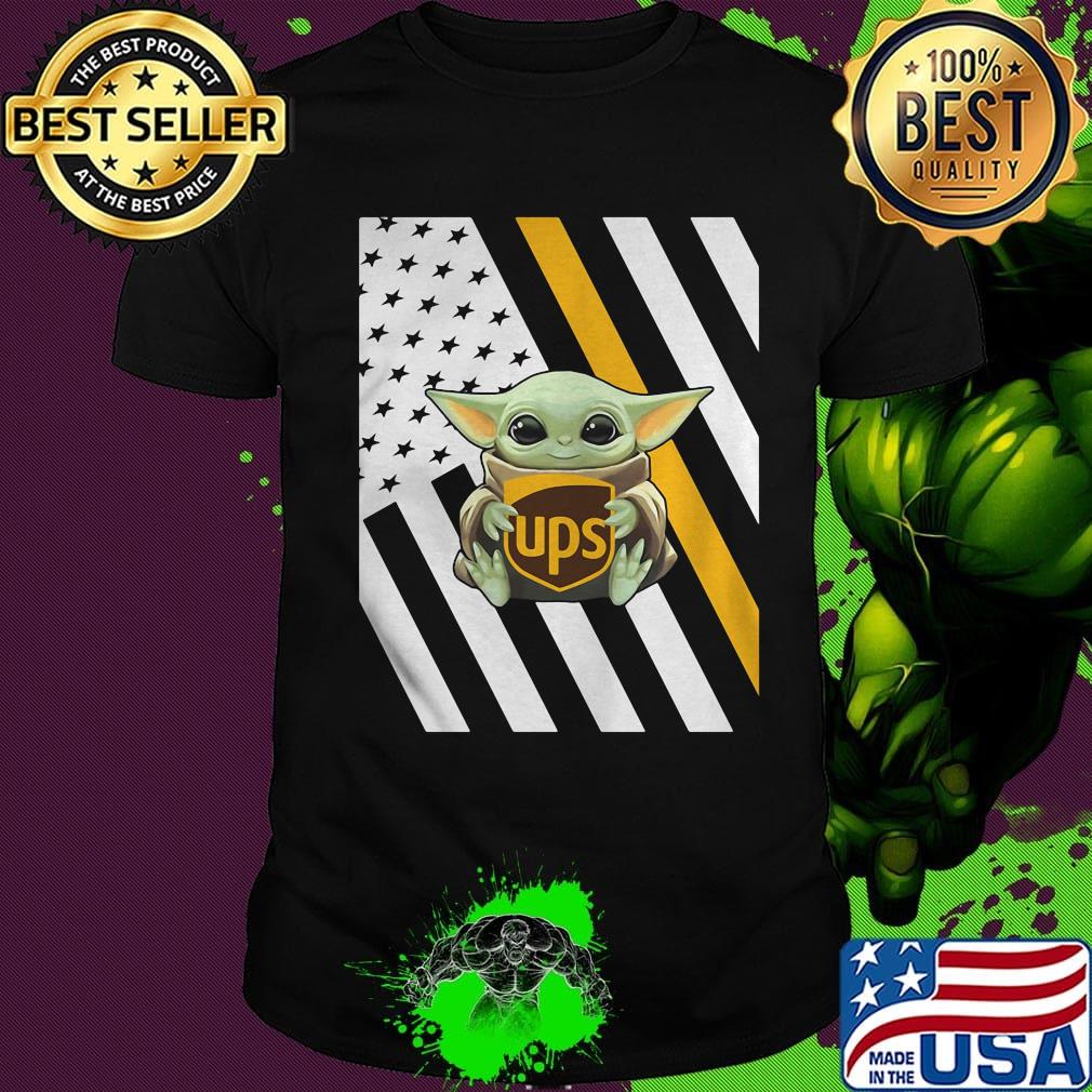Baby yoda hug ups logo american flag independence day shirt