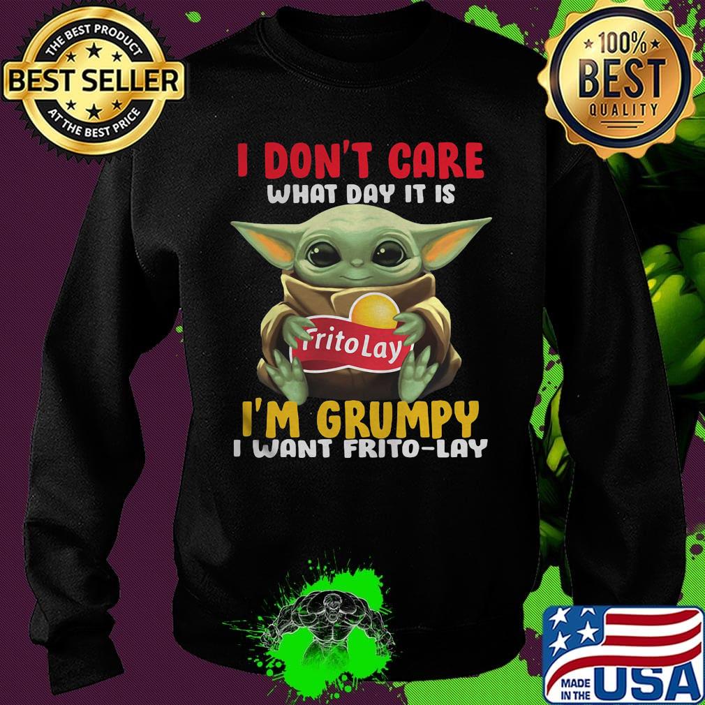 Baby yoda i don't care what day it is i'm grumpy i want frito lay logo s Sweater Baby yoda i don't care what day it is i'm grumpy i want frito lay logo s Sweater
