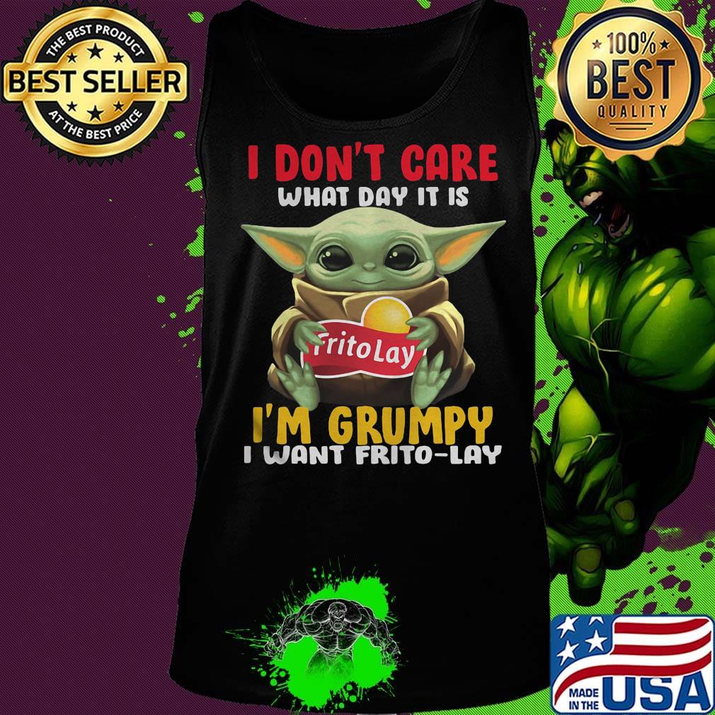 Baby yoda i don't care what day it is i'm grumpy i want frito lay logo s Tank top Baby yoda i don't care what day it is i'm grumpy i want frito lay logo s Tank top