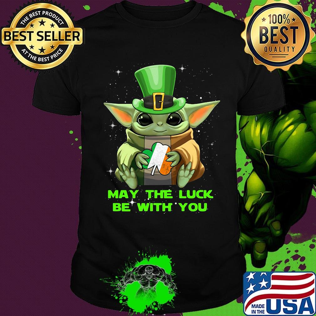 Baby yoda may the luck be with you happy st.patrick's day shirt